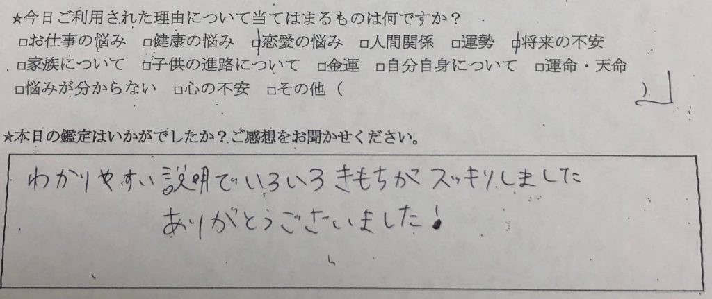自由が丘 占い 口コミ 将来の不安